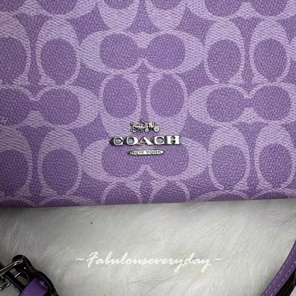 Coach Slim Crossbody Bag In Signature Canvas In Purple Iris Silver CBM46 NWT - Picture 2 of 7